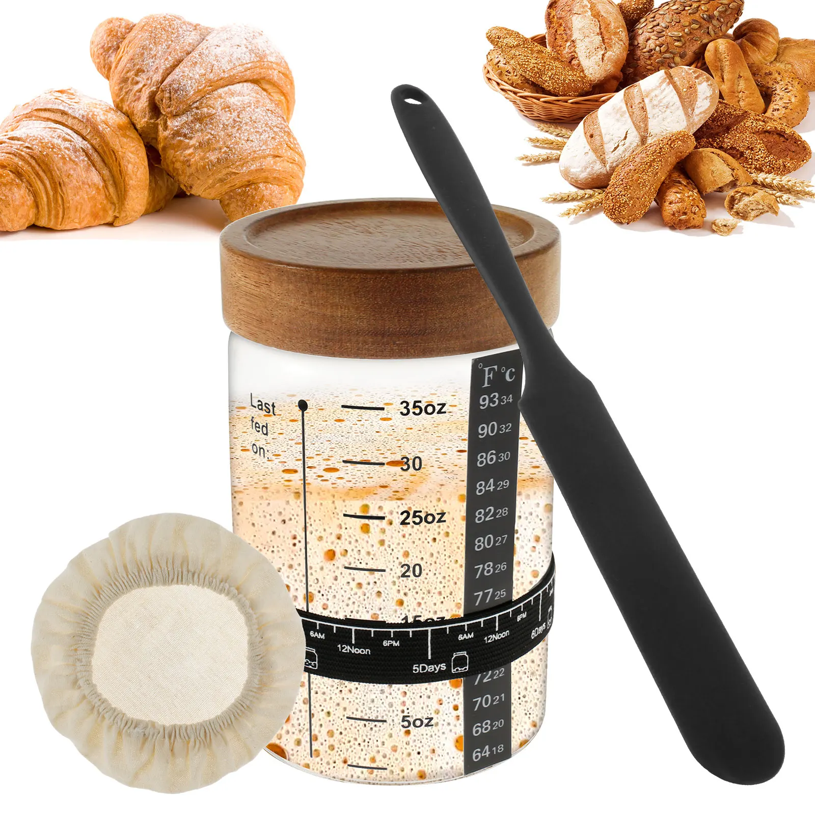 Kitchen Baking Soda - Sourdough Starter Jar Kit 1000ml Dough
