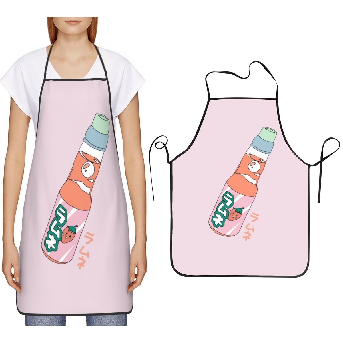Kitchen Baking Soda - Kawaii Strawberry Soda Drink Apron Chef
