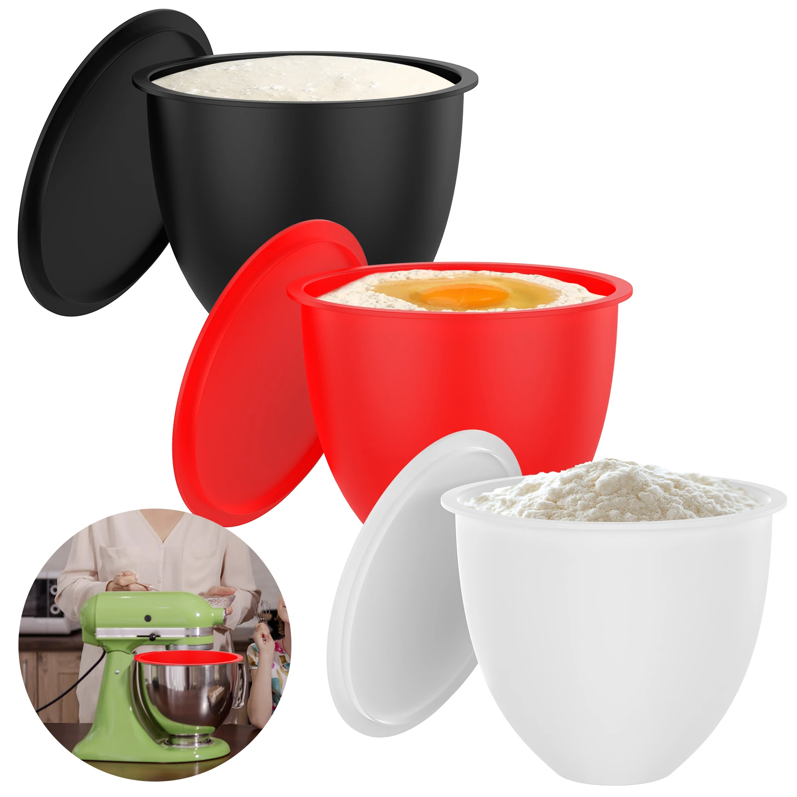 Kitchen Aid Baking Lid - 3Pcs Silicone Bowl With Lids Included