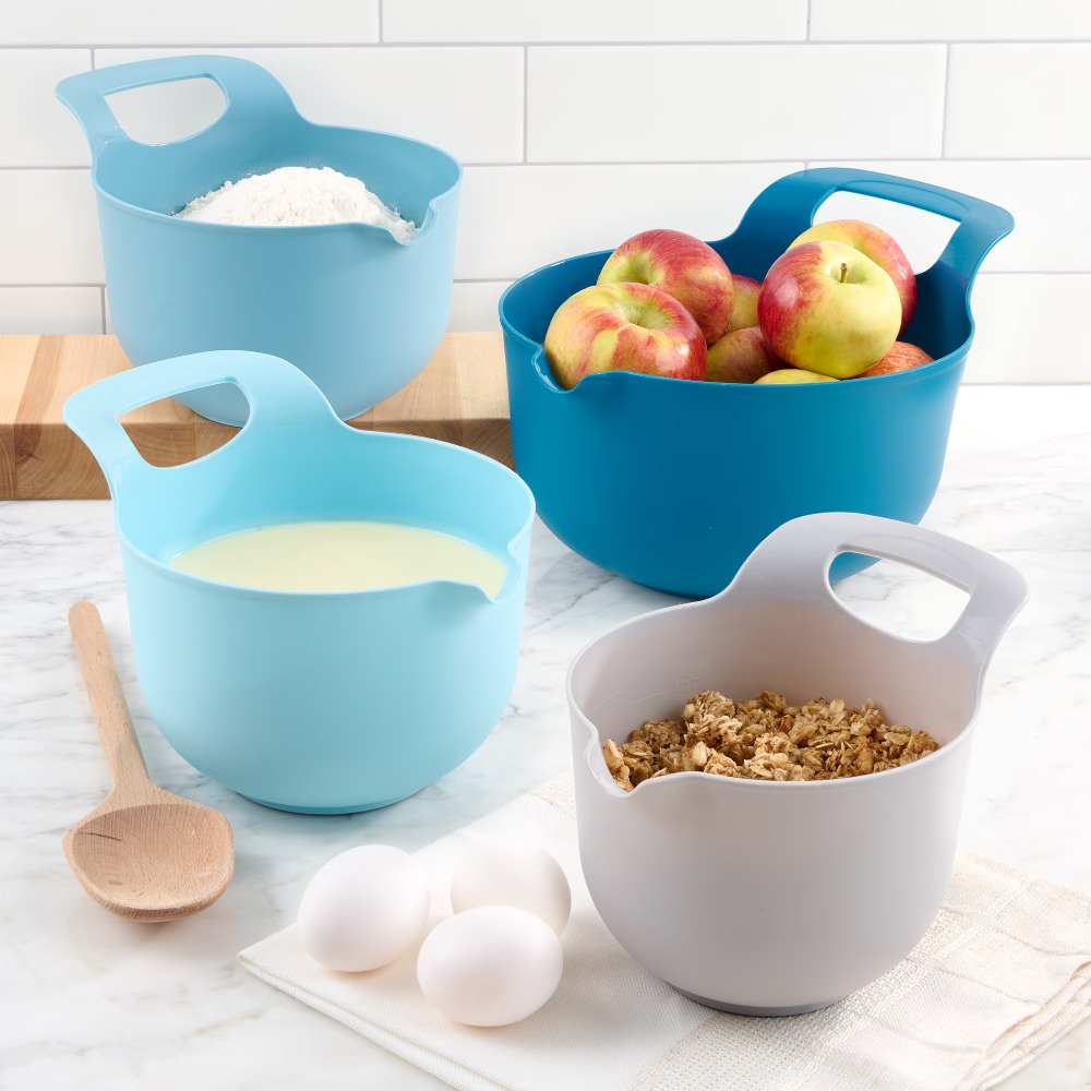 Kitchen Baking Set - Nesting Plastic Mixing Bowls Set of