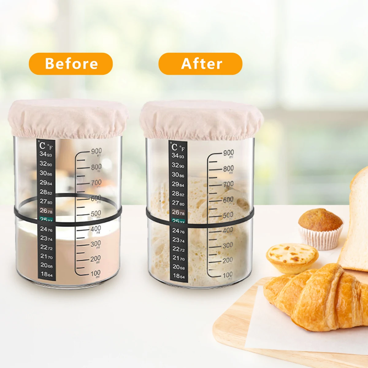 Sourdough Starter Jar Kit 1000 - Kitchen Baking Soda 评论和价格