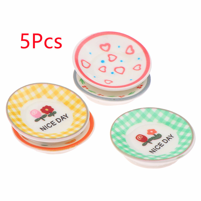 5Pcs 1/12 Dollhouse Mini Plate - Miniature Baking Kitchen 评论和价格