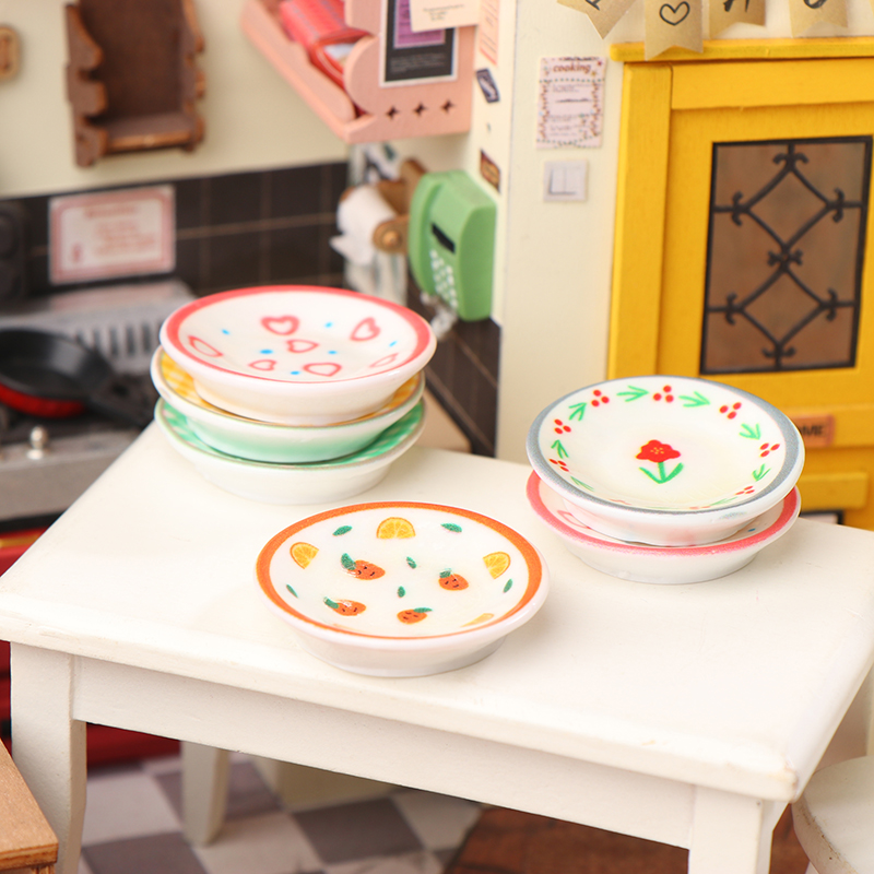 5Pcs 1/12 Dollhouse Mini Plate - Miniature Baking Kitchen 评论和价格