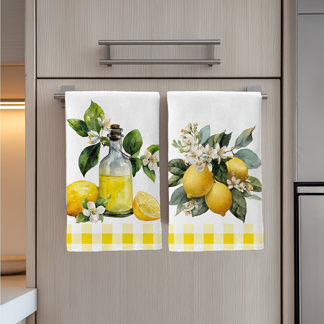 2Pcs, Lemon Floral Pattern Kit - Kitchen And Baking Life 评论和价格