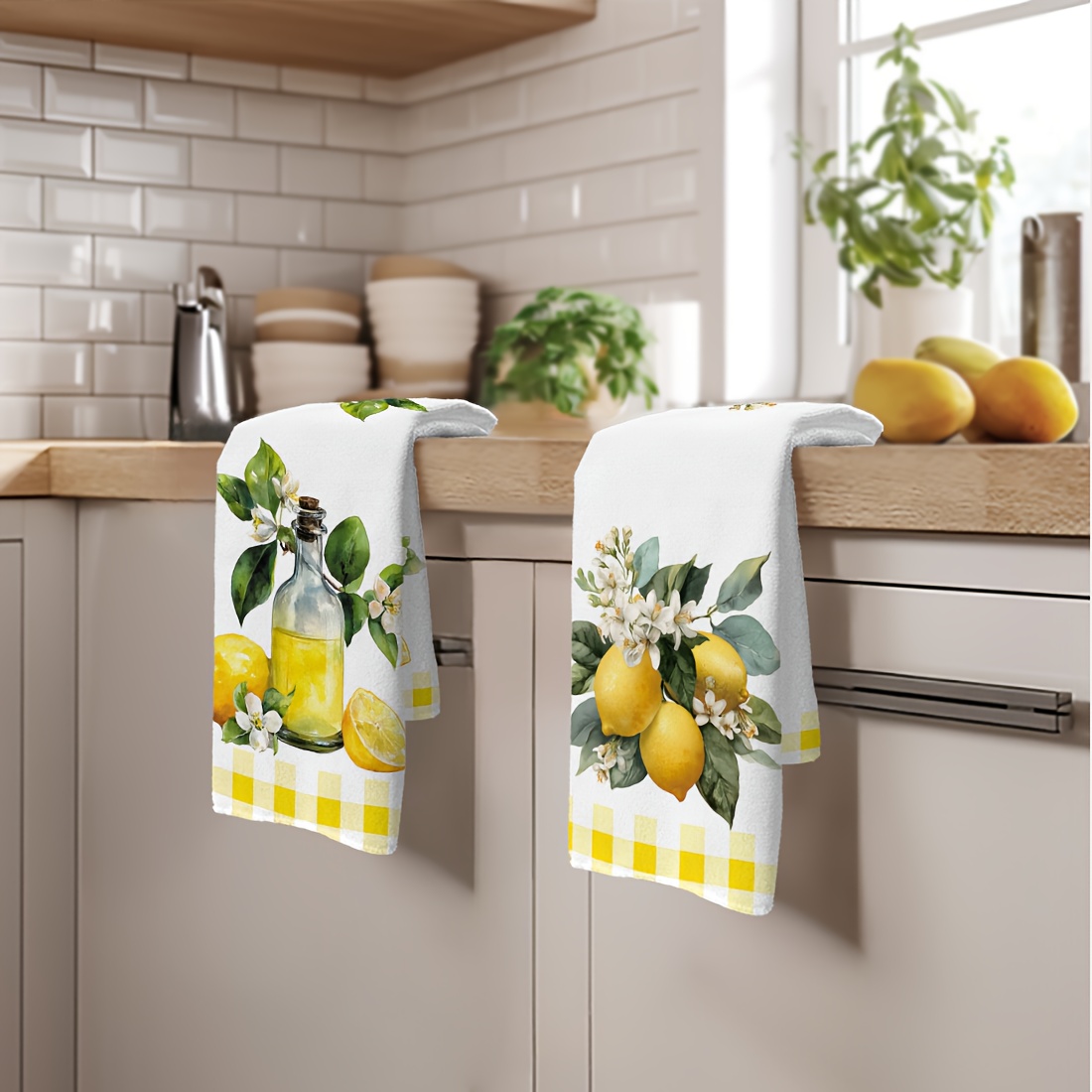 2Pcs, Lemon Floral Pattern Kit - Kitchen And Baking Life 评论和价格