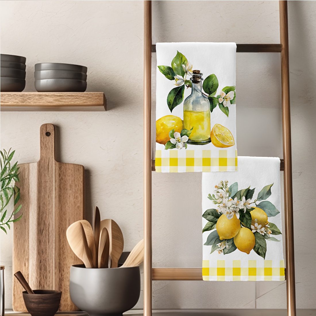 2Pcs, Lemon Floral Pattern Kit - Kitchen And Baking Life 评论和价格