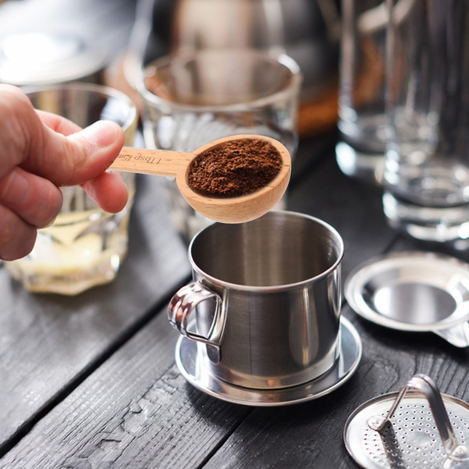 4Pcs Coffee Scoops Wooden Meas - Kitchen Baking Soda 评论和价格