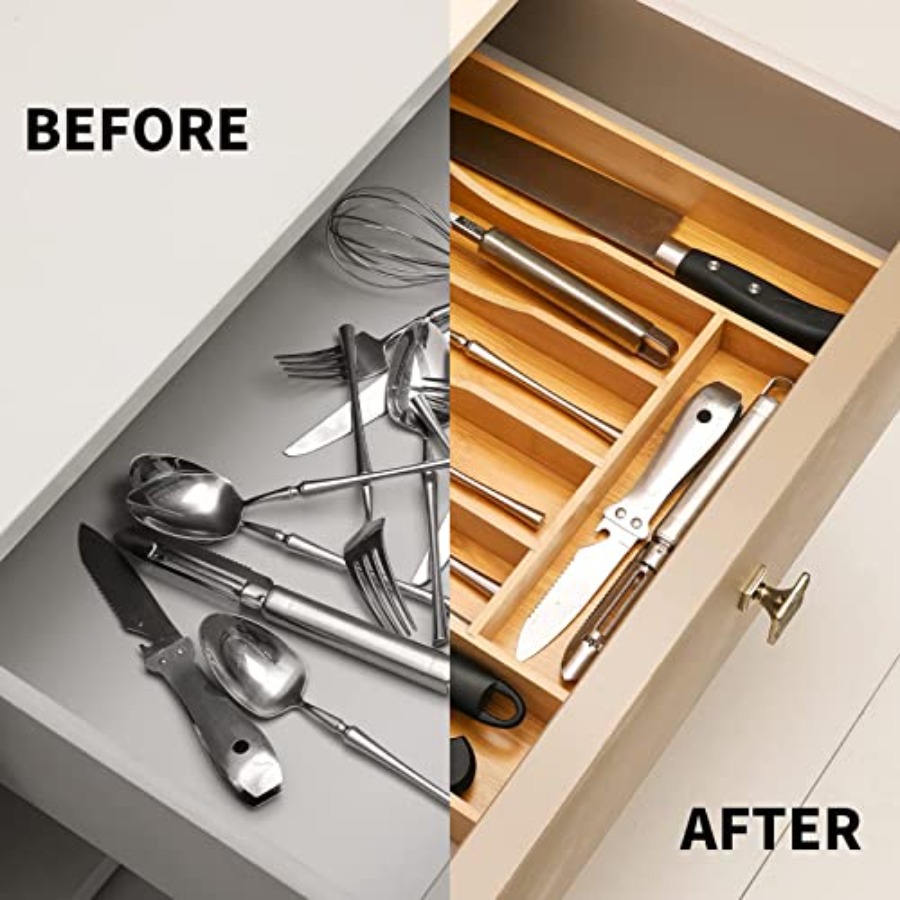 Expandable Bamboo Kitchen Draw - Kitchen Utensils 评论和价格