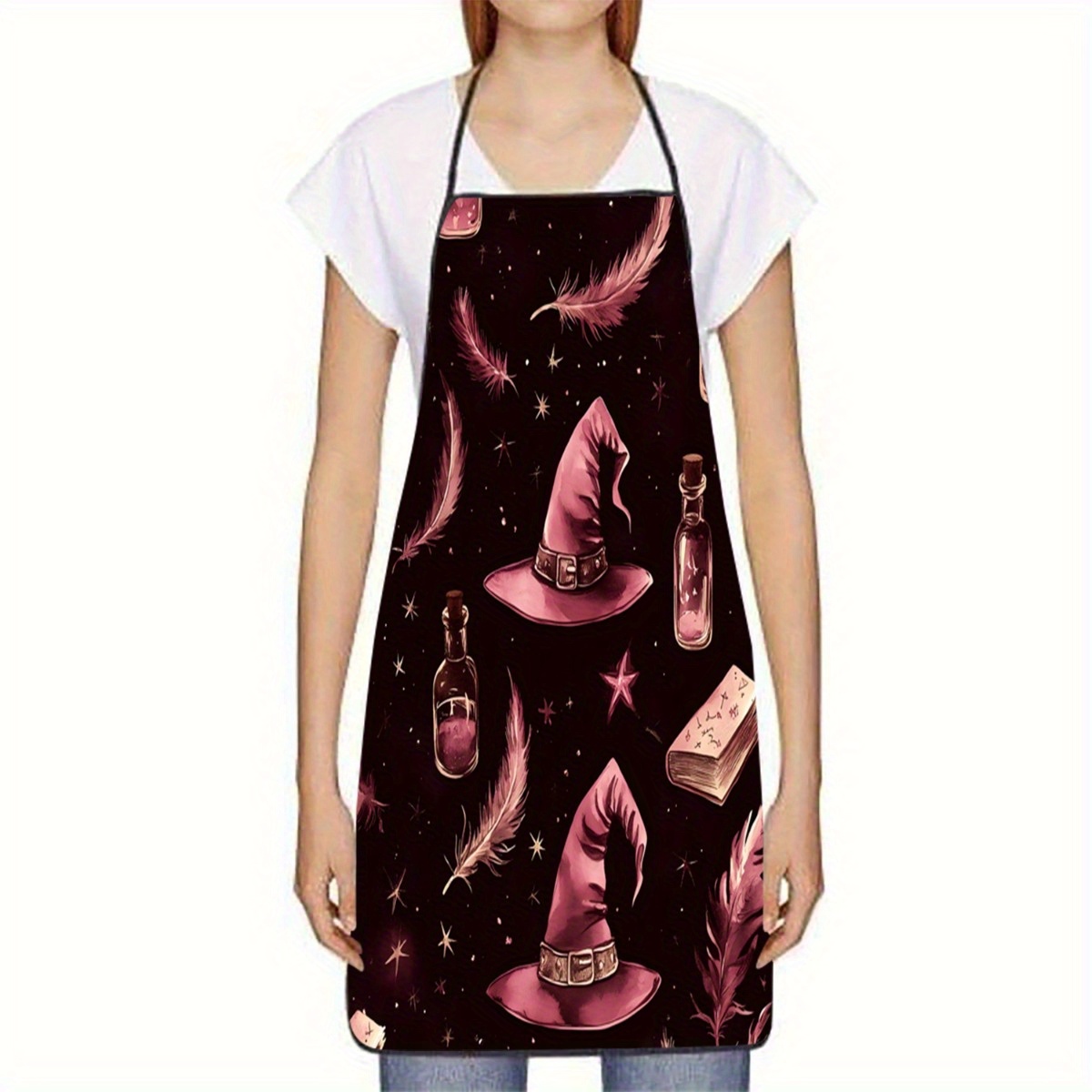 1pc Witch Hat & Feather Print  - Kitchen Witch Baking 评论和价格