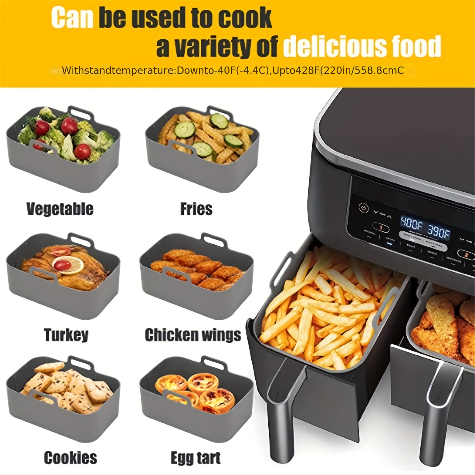 1/2Pcs Air Fryer Silicone Tray - Kitchen Baking Tray 评论和价格