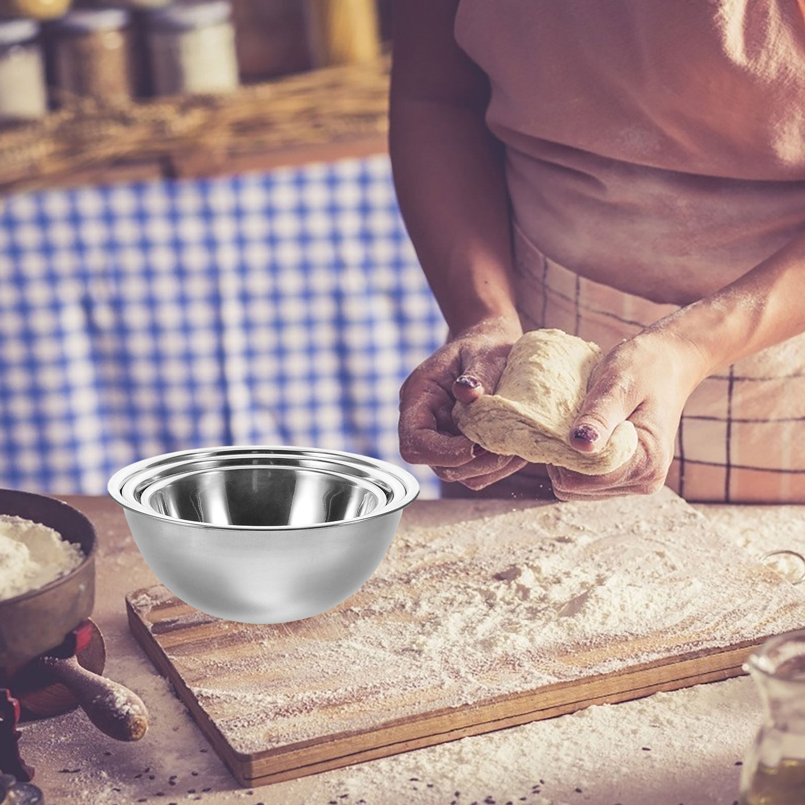 3Pcs Stainless Steel Mixing Bo - Kitchen Baking Set 评论和价格