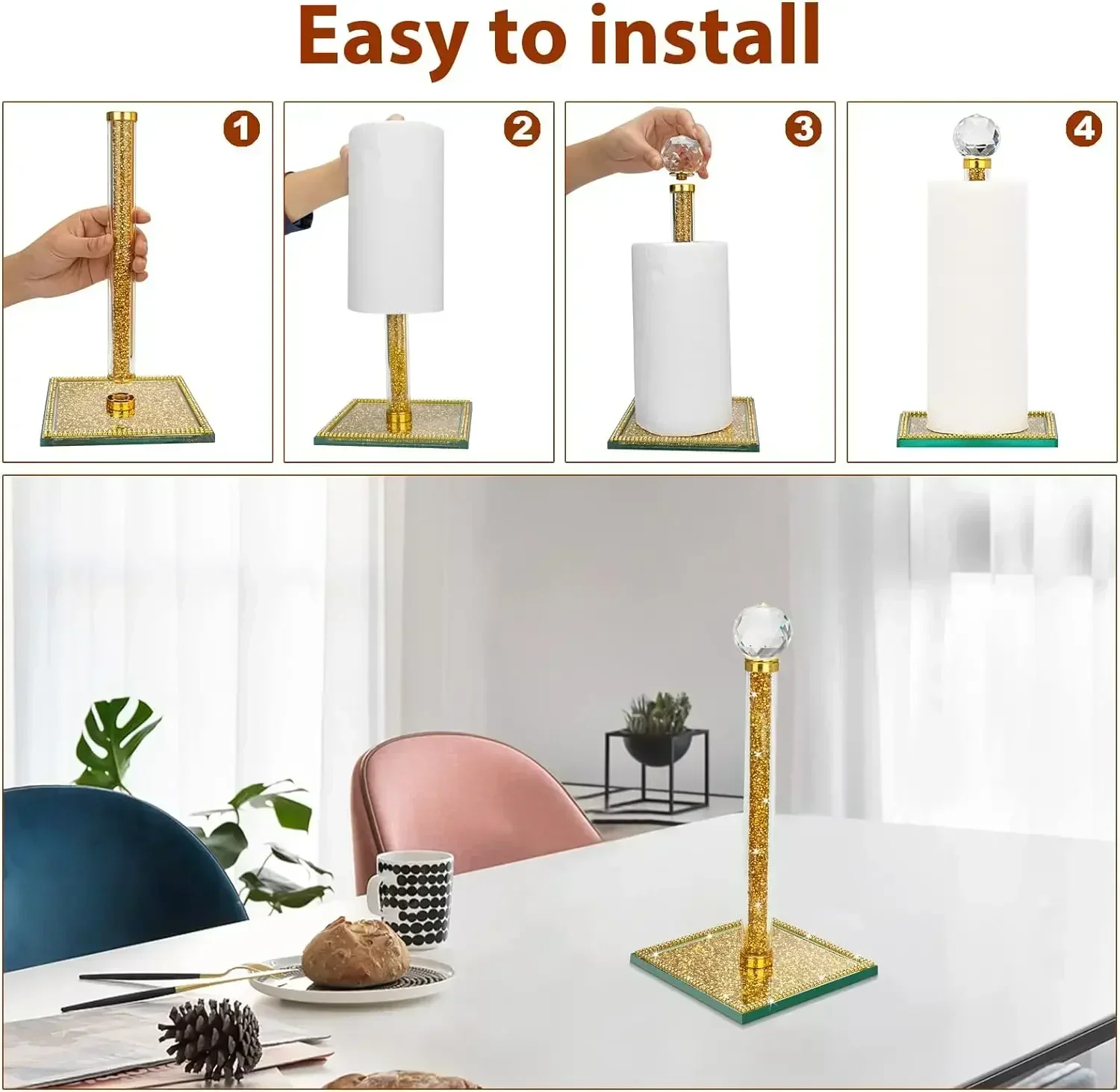 Crystal Paper Towel Holder Sta - Kitchen Baking Paper Holder 评论和价格