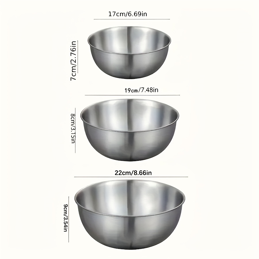 3pcs Stainless Steel Salad Bow - Kitchen Baking Set 评论和价格