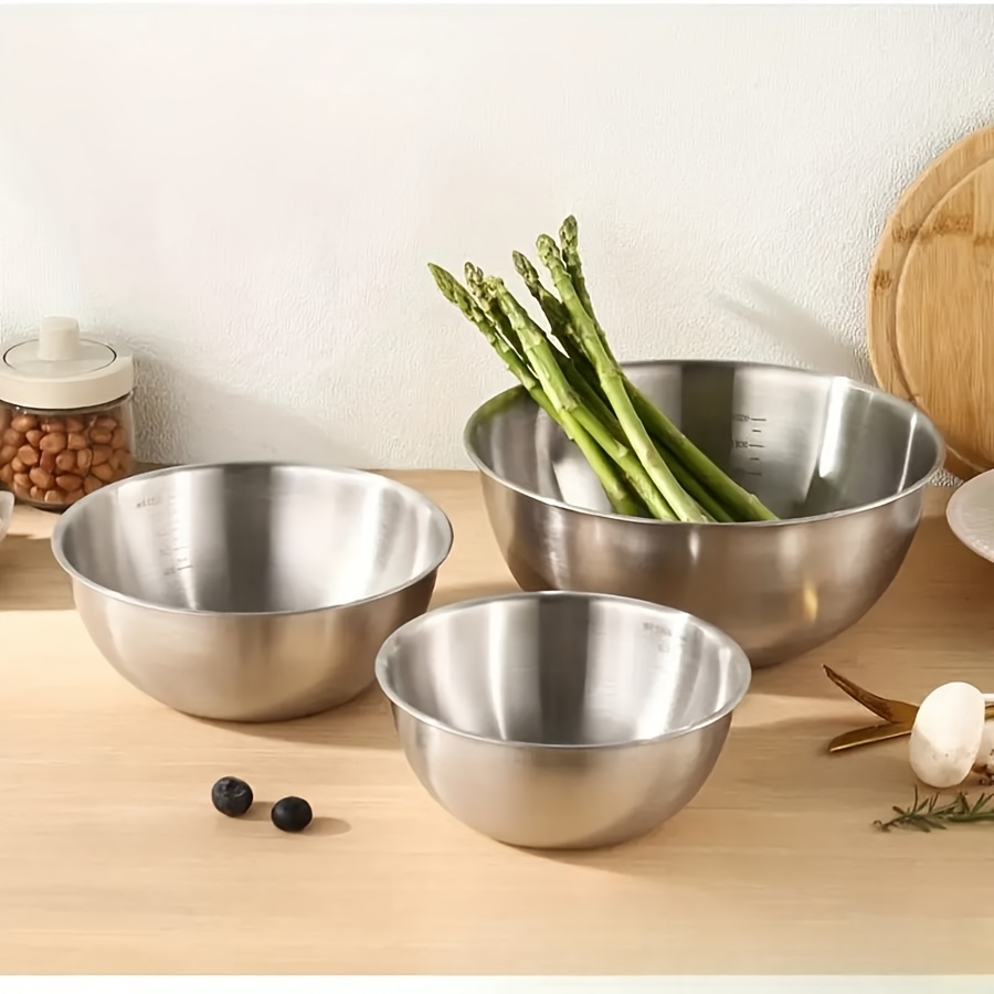 3pcs Stainless Steel Salad Bow - Kitchen Baking Set 评论和价格