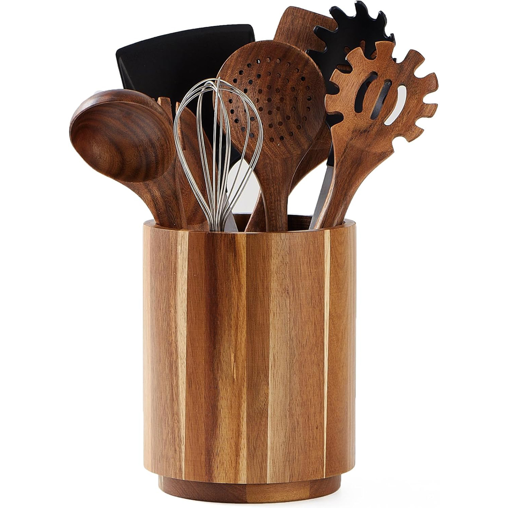 Acacia Wood Utensil Holder for - Kitchen Utensils 评论和价格